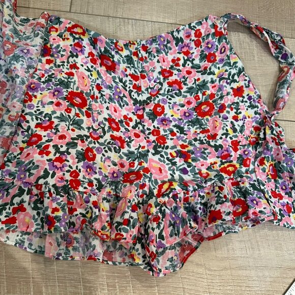 Lulus Floral Print Ruffle Tie-Waist Womens Shorts Skort S - Picture 3 of 8